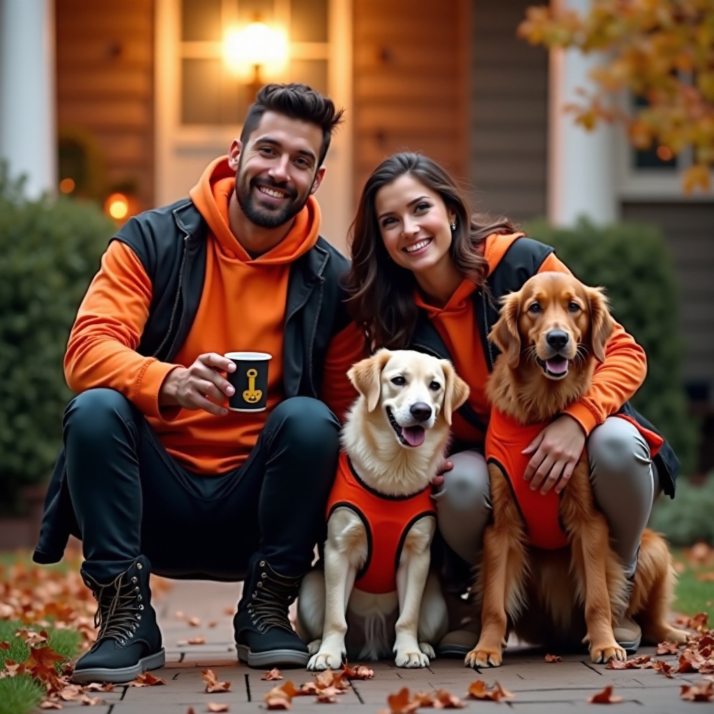 costume d'Halloween pour couples et chien