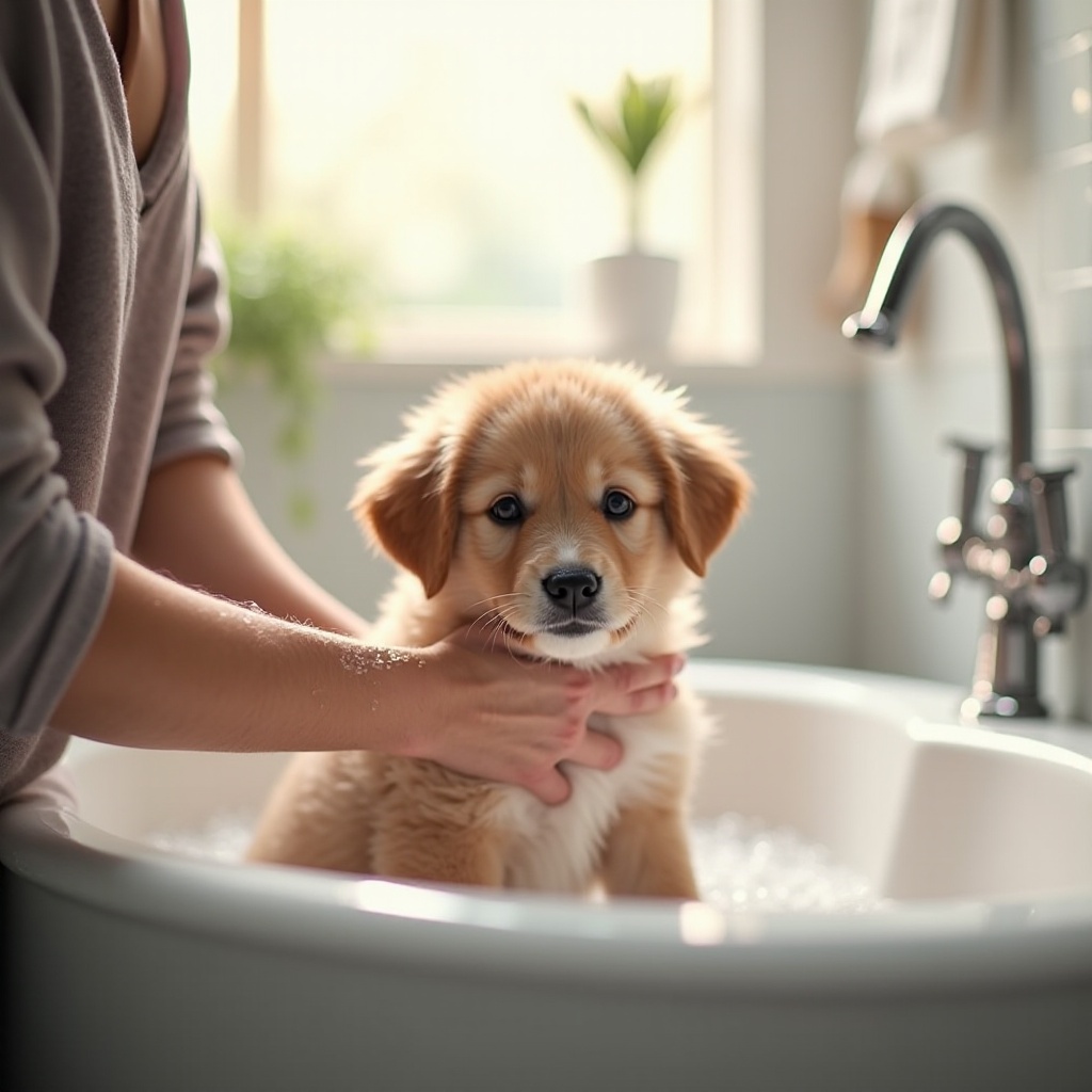 womit man einen Welpen badet