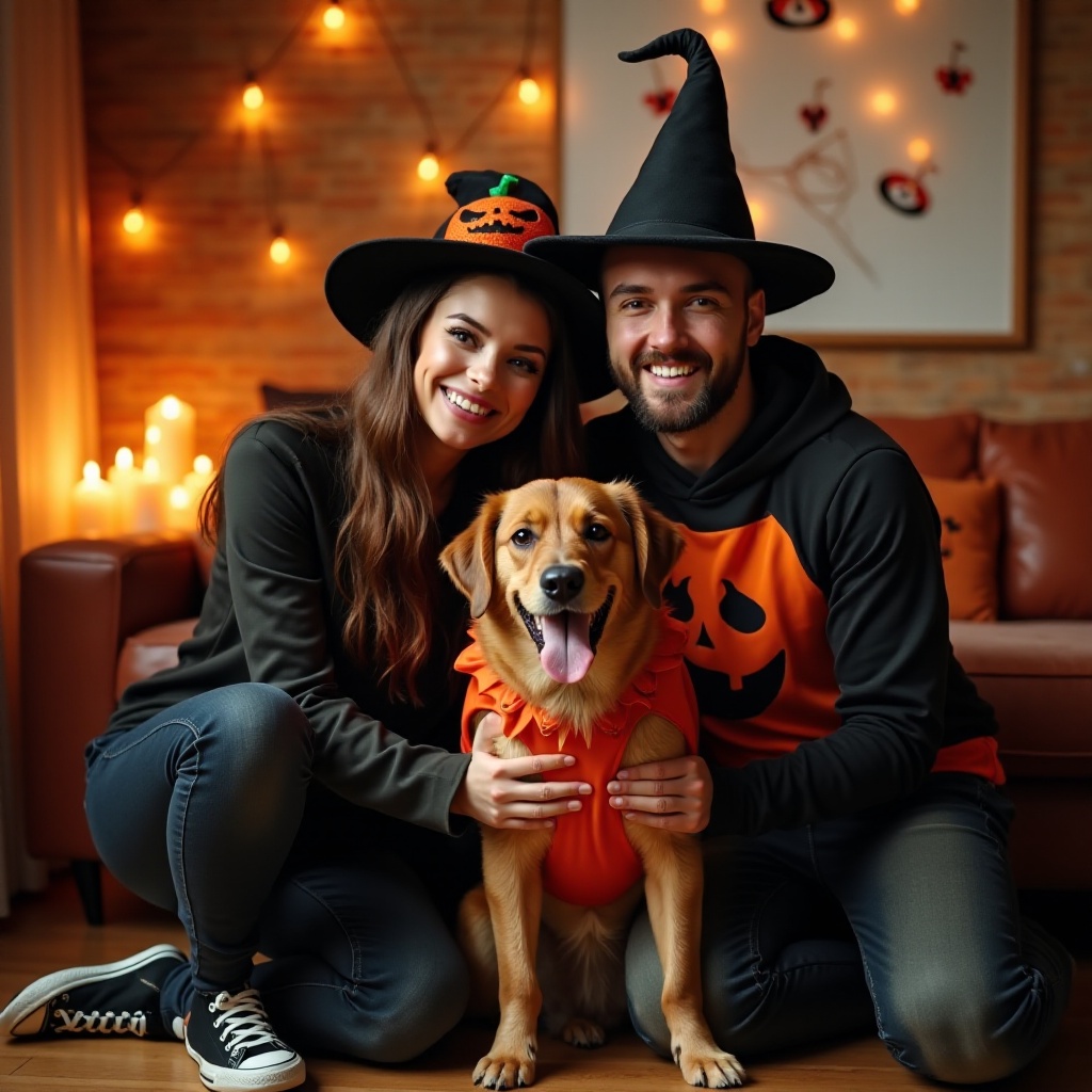 halloween-asu pariskunnille ja koiralle