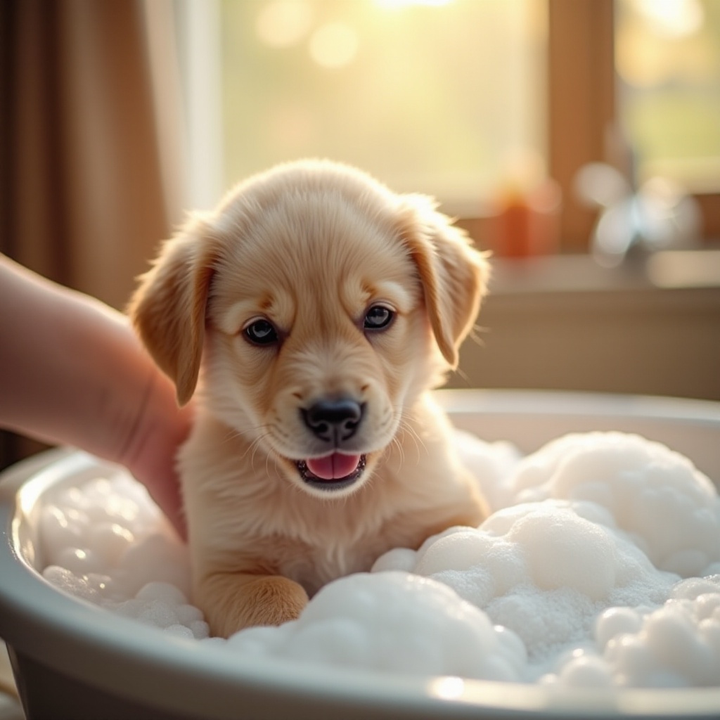 womit man einen Welpen badet